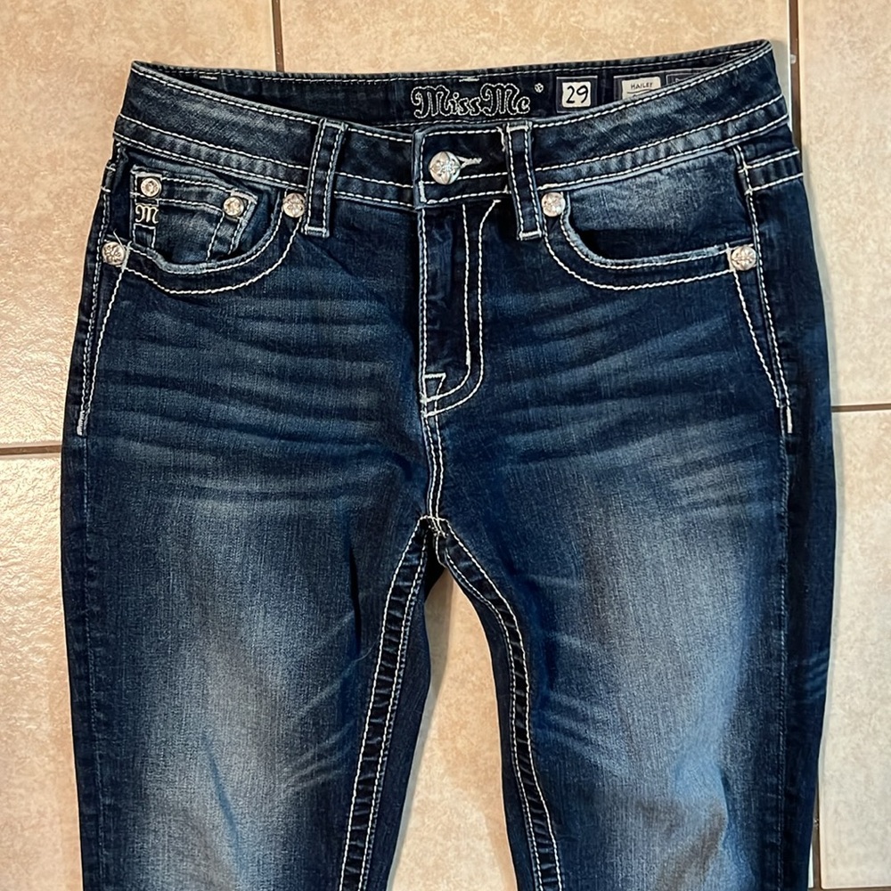 MISS ME SIZE 29 X 30 MID-RISE HAILEY SKINNY EMBROIDERED BACK POCKETS DENIM JEANS